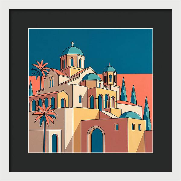 Greek Monastery In Vibrant Colors