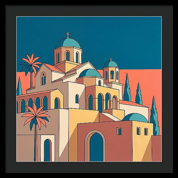 Greek Monastery In Vibrant Colors