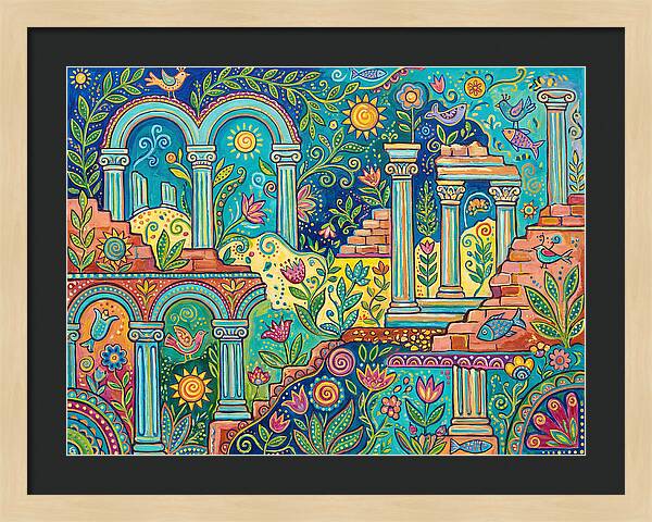 Greek Ruins In Vibrant Colors