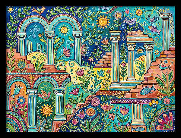 Greek Ruins In Vibrant Colors