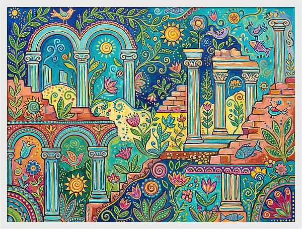 Greek Ruins In Vibrant Colors