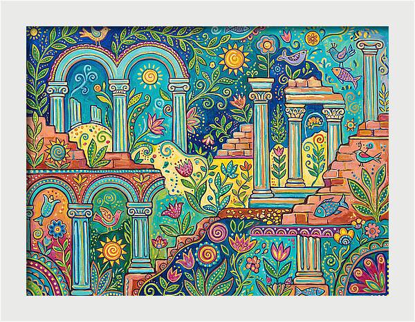 Greek Ruins In Vibrant Colors