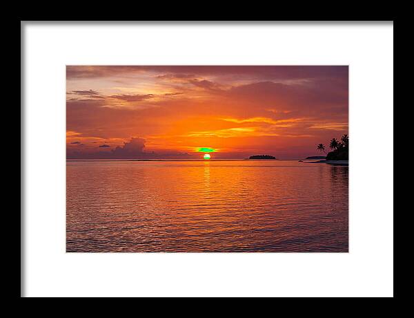 Green Flash At Sunset Moment