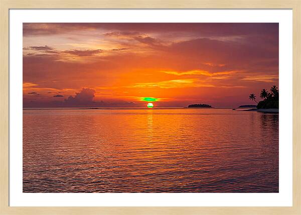 Green Flash At Sunset Moment
