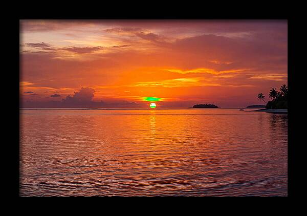 Green Flash At Sunset Moment