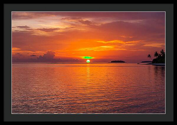 Green Flash At Sunset Moment
