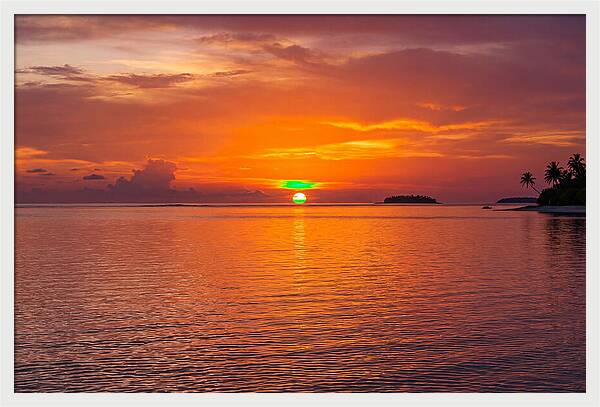Green Flash At Sunset Moment