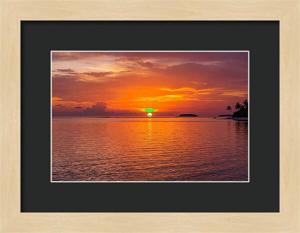 Green Flash At Sunset Moment