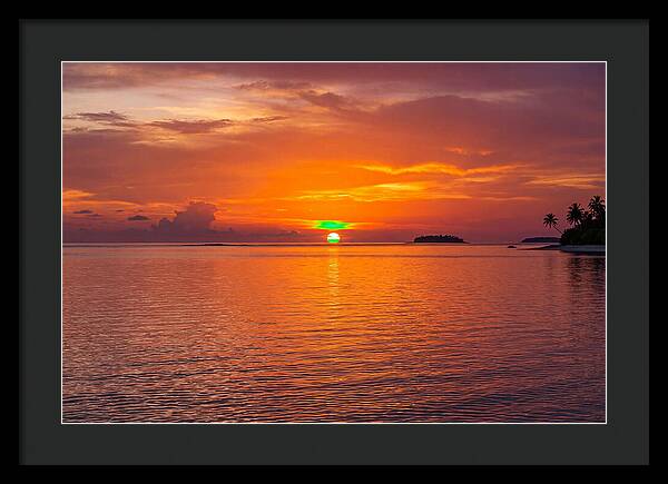 Green Flash At Sunset Moment