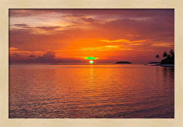 Green Flash At Sunset Moment