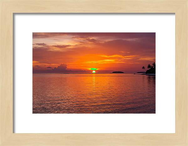 Green Flash At Sunset Moment