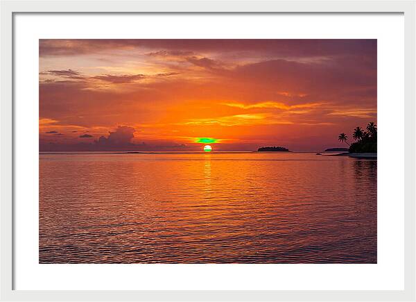 Green Flash At Sunset Moment