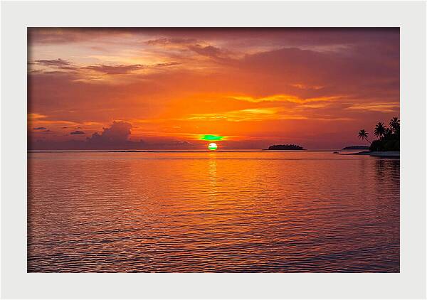 Green Flash At Sunset Moment