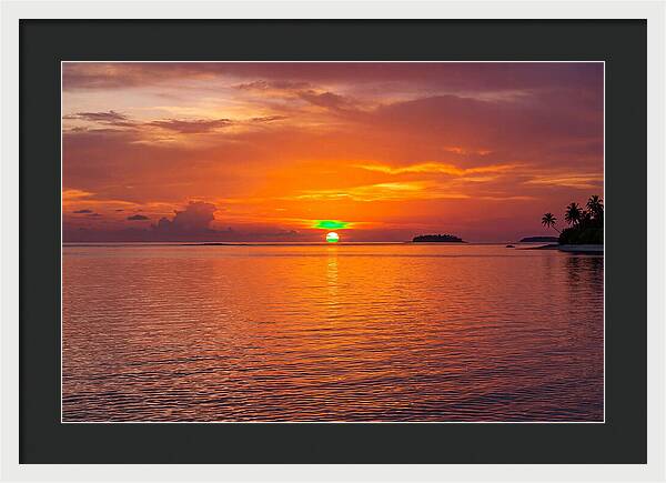 Green Flash At Sunset Moment