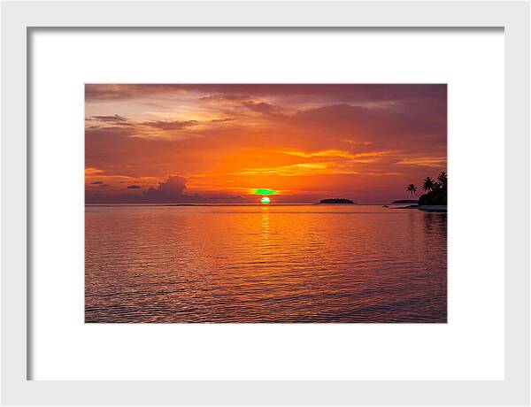 Green Flash At Sunset Moment