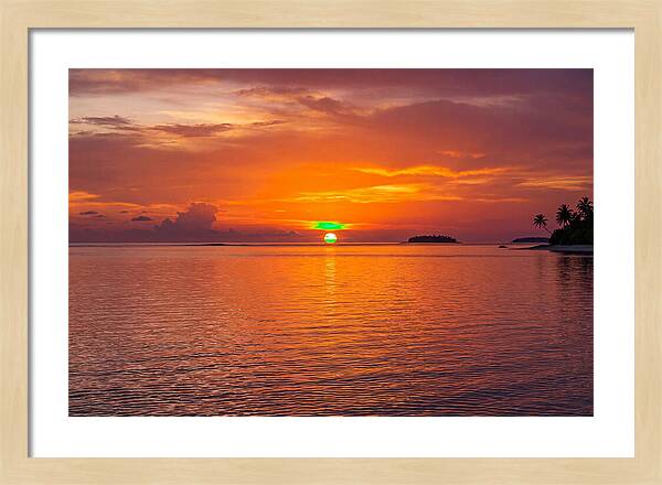 Green Flash At Sunset Moment