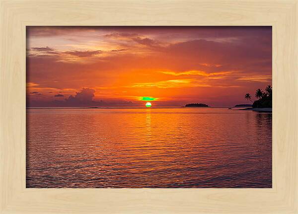 Green Flash At Sunset Moment