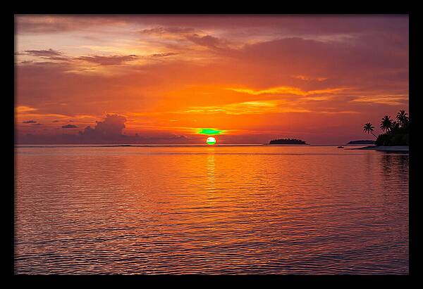 Green Flash At Sunset Moment
