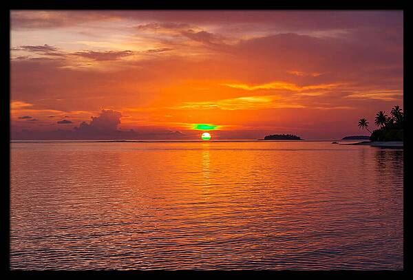 Green Flash At Sunset Moment