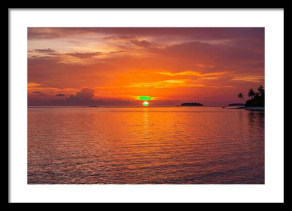 Green Flash At Sunset Moment