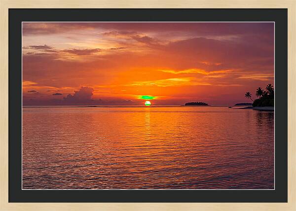 Green Flash At Sunset Moment