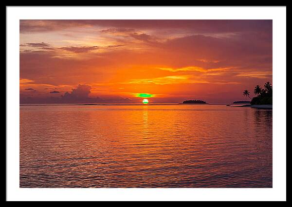 Green Flash At Sunset Moment