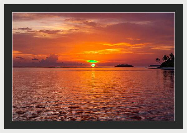 Green Flash At Sunset Moment