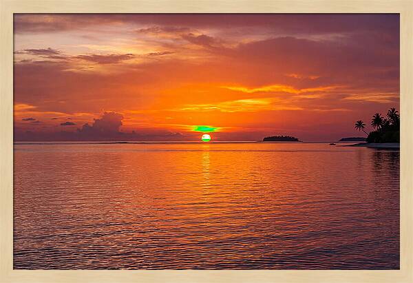 Green Flash At Sunset Moment