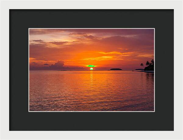 Green Flash At Sunset Moment