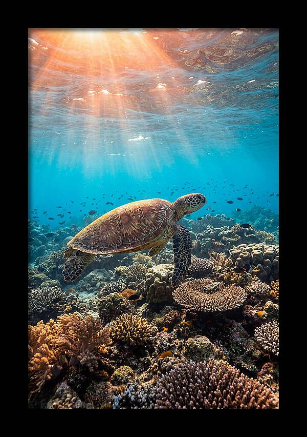Green Sea Turtle Swimming Gracefully