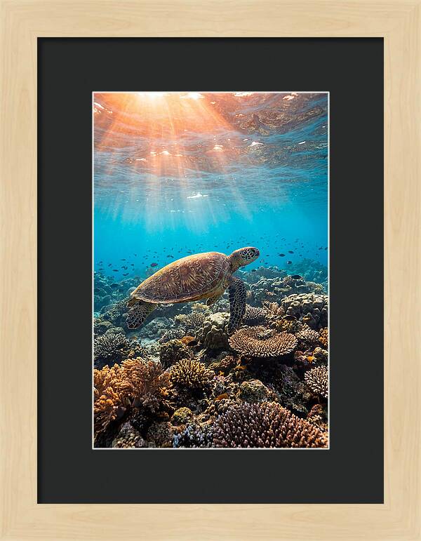 Green Sea Turtle Swimming Gracefully