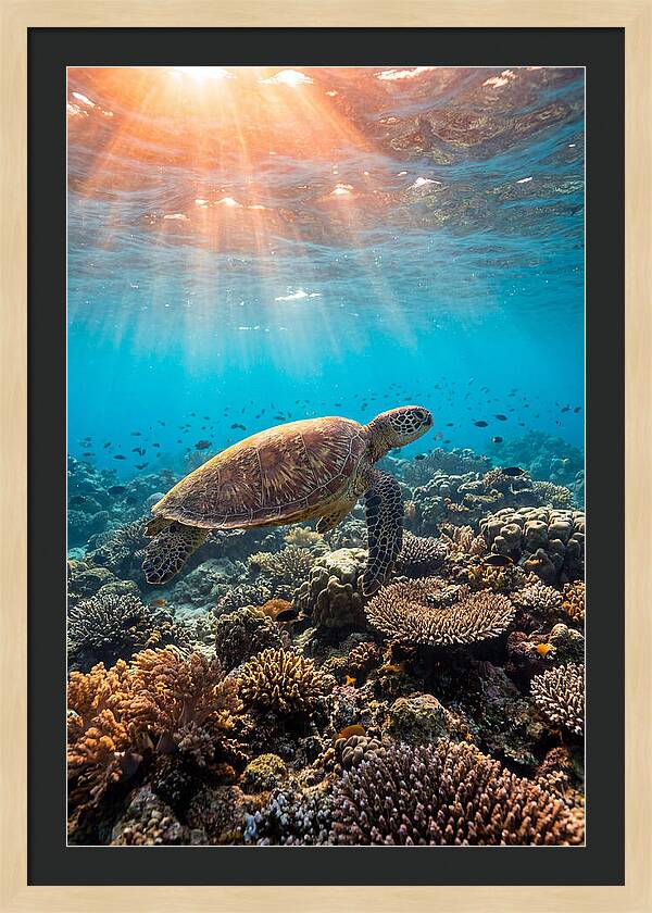 Green Sea Turtle Swimming Gracefully
