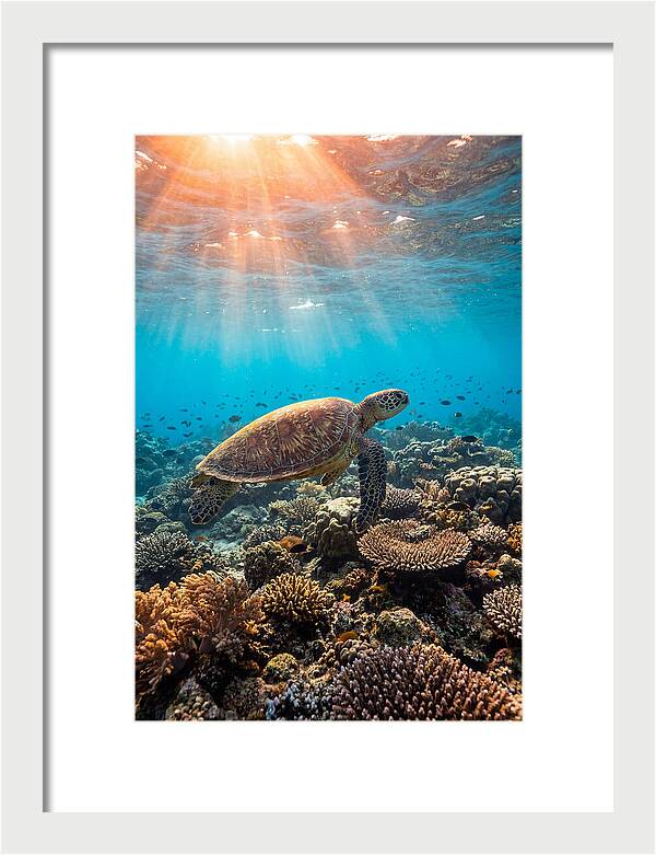 Green Sea Turtle Swimming Gracefully