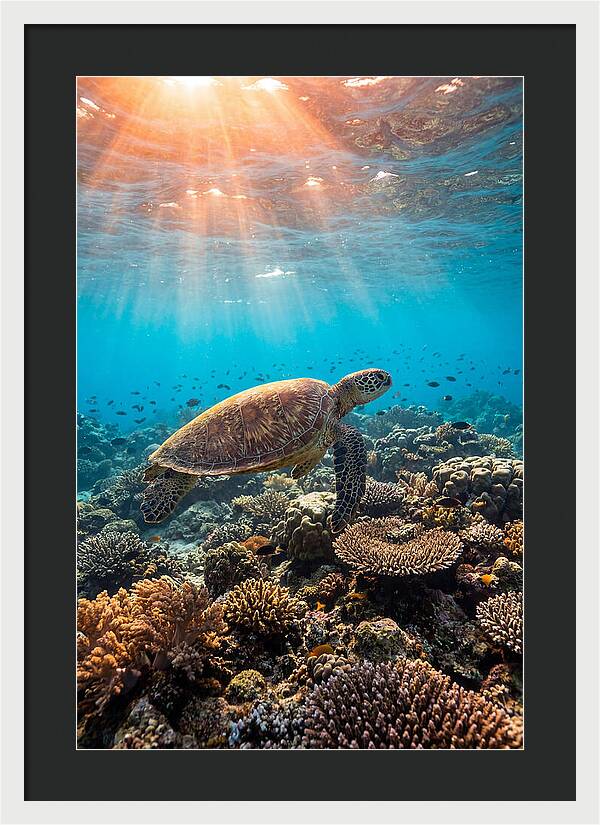 Green Sea Turtle Swimming Gracefully
