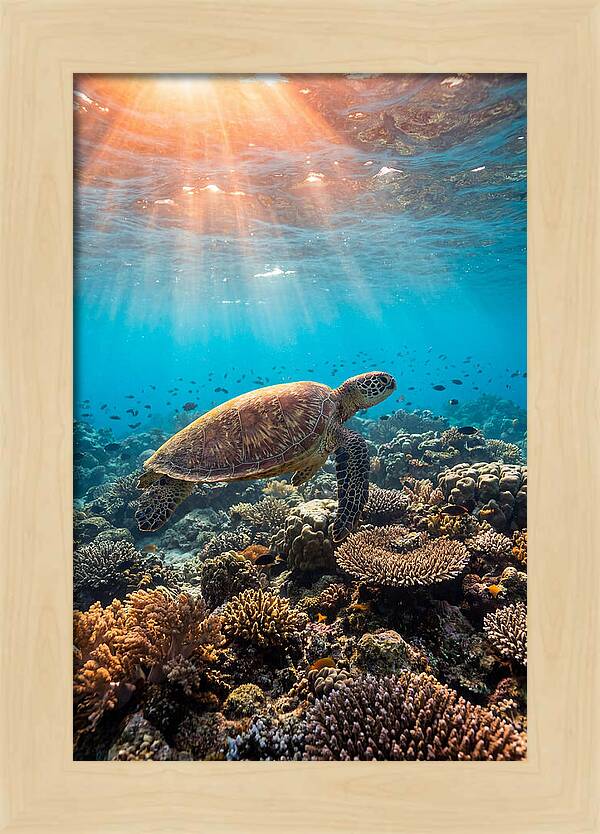 Green Sea Turtle Swimming Gracefully