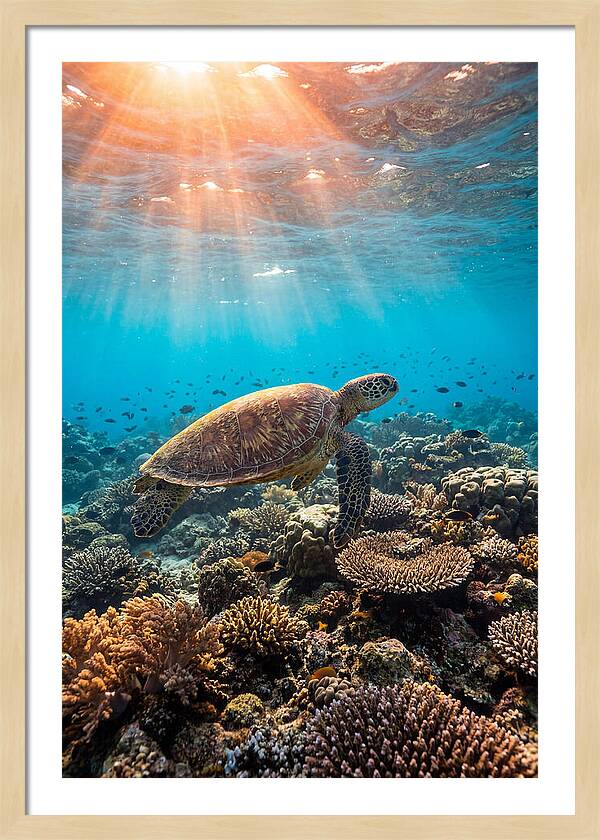 Green Sea Turtle Swimming Gracefully