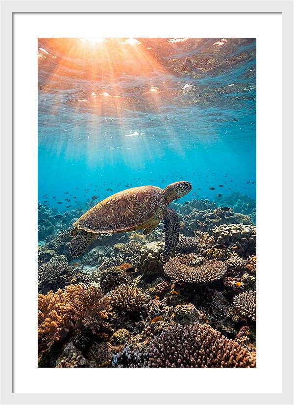 Green Sea Turtle Swimming Gracefully