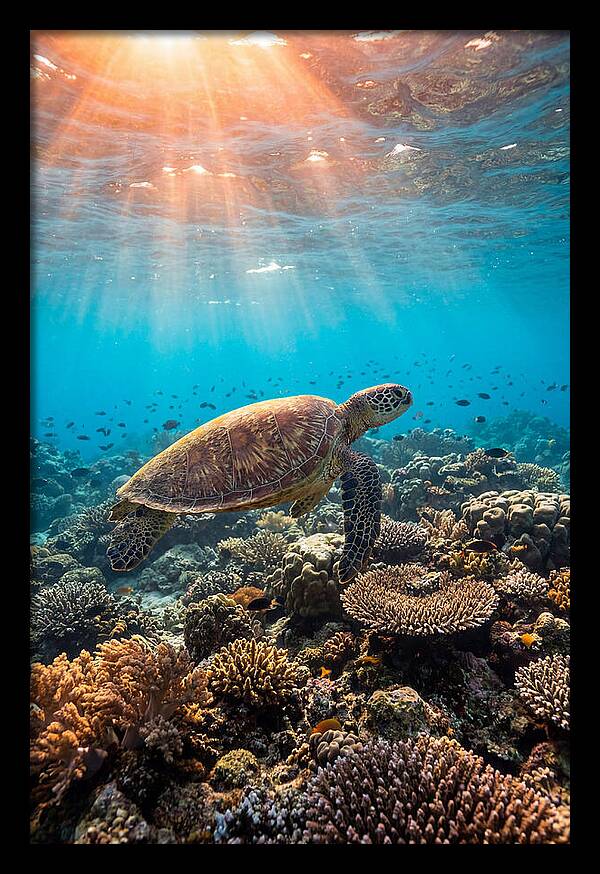 Green Sea Turtle Swimming Gracefully