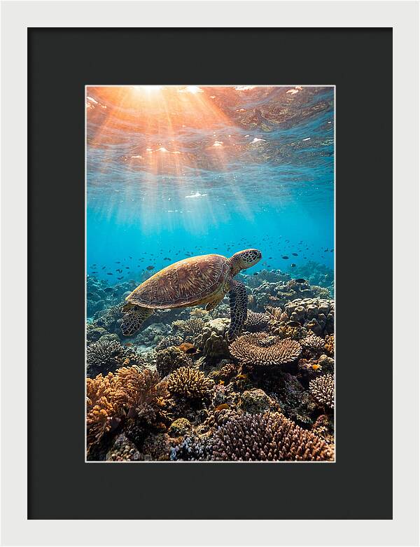 Green Sea Turtle Swimming Gracefully