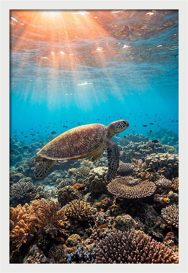 Green Sea Turtle Swimming Gracefully