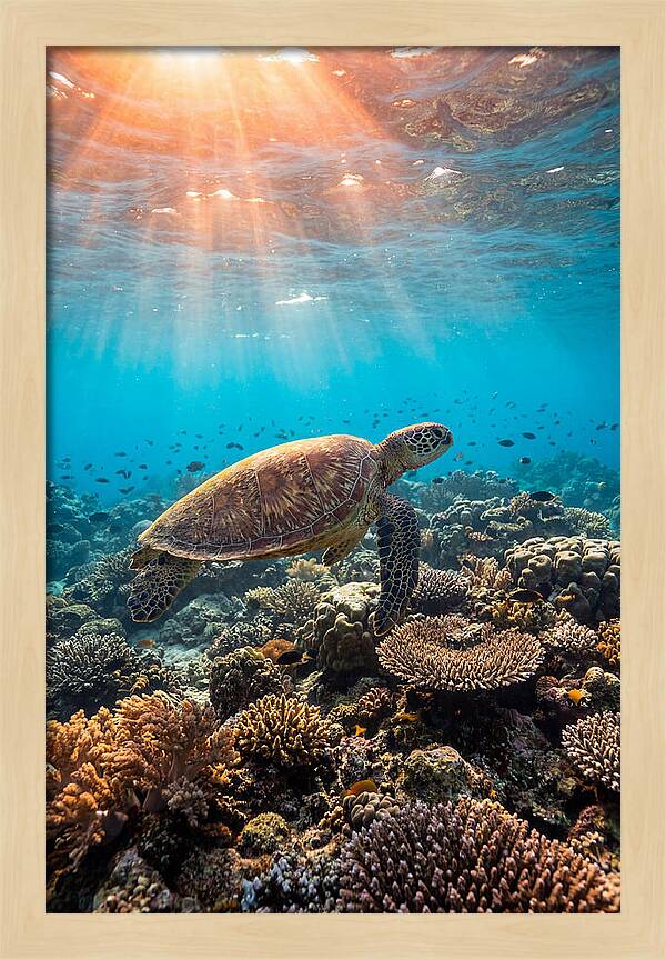 Green Sea Turtle Swimming Gracefully