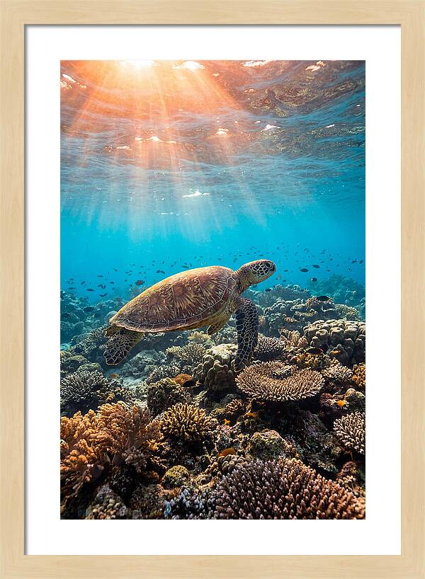 Green Sea Turtle Swimming Gracefully