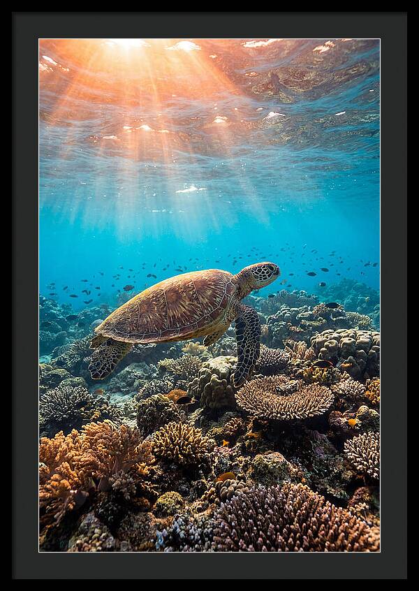 Green Sea Turtle Swimming Gracefully