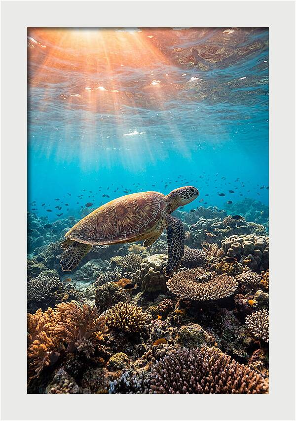 Green Sea Turtle Swimming Gracefully