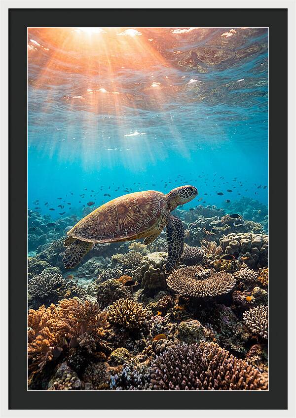 Green Sea Turtle Swimming Gracefully