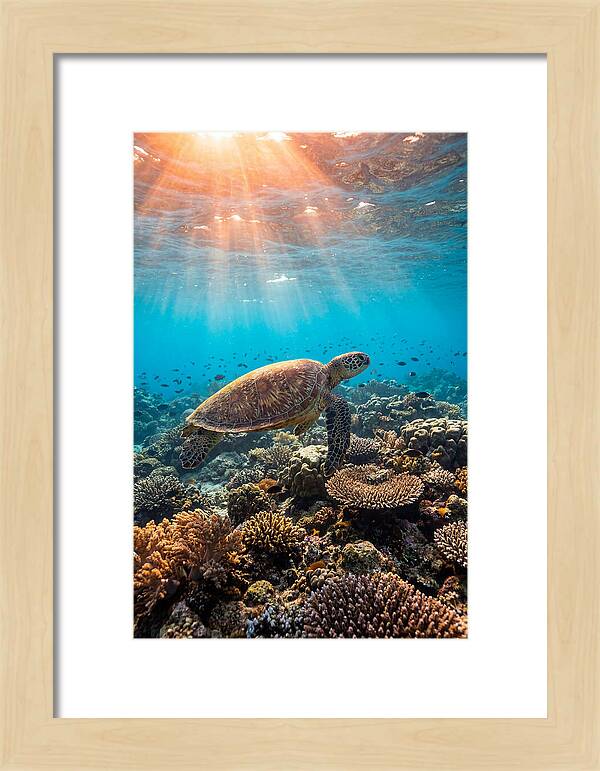 Green Sea Turtle Swimming Gracefully