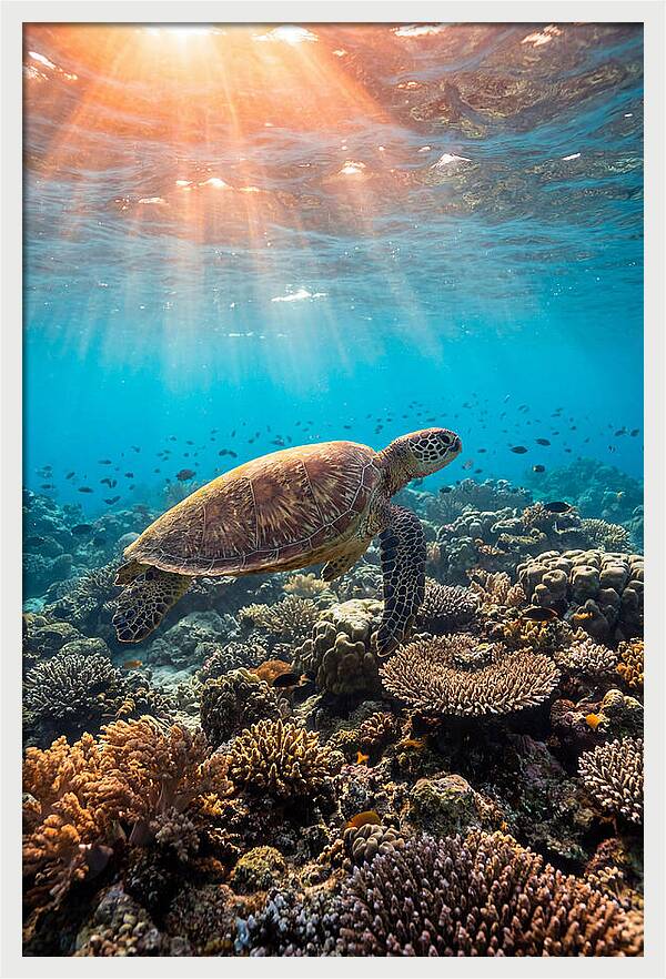 Green Sea Turtle Swimming Gracefully