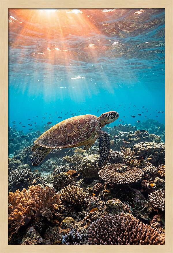 Green Sea Turtle Swimming Gracefully