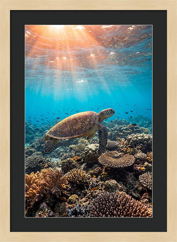 Green Sea Turtle Swimming Gracefully