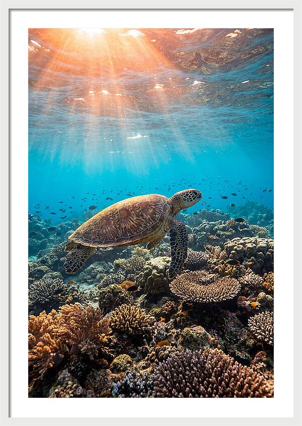 Green Sea Turtle Swimming Gracefully
